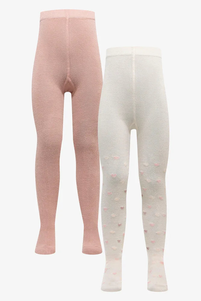 2 Pack Hosiery White & Pink