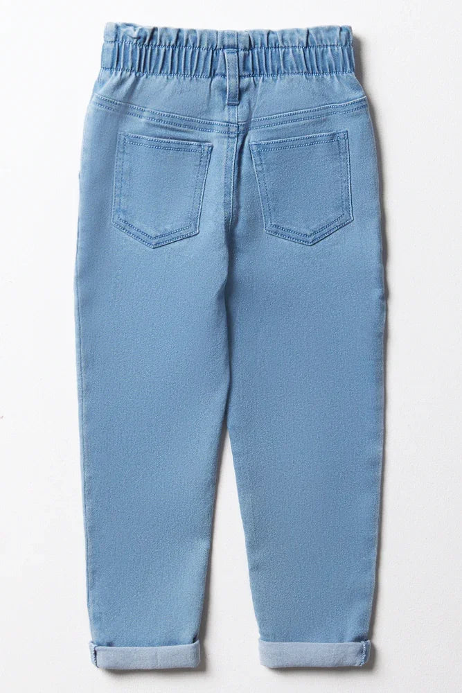 Mini Mom Paper Bag Denim Jean Light Blue (2)