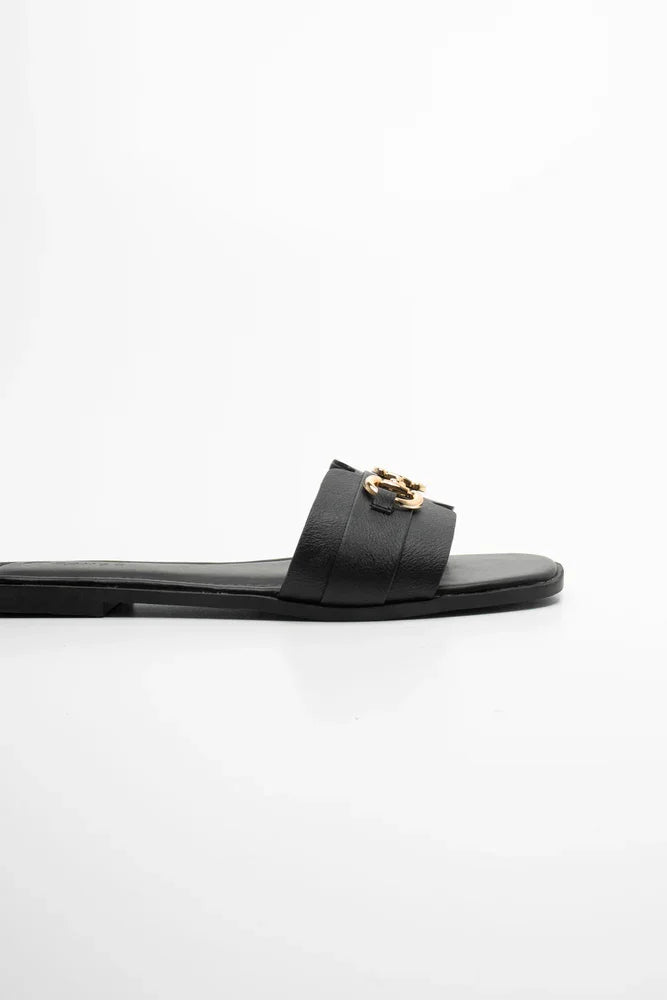 Buckle Trim Sandal Black (1)