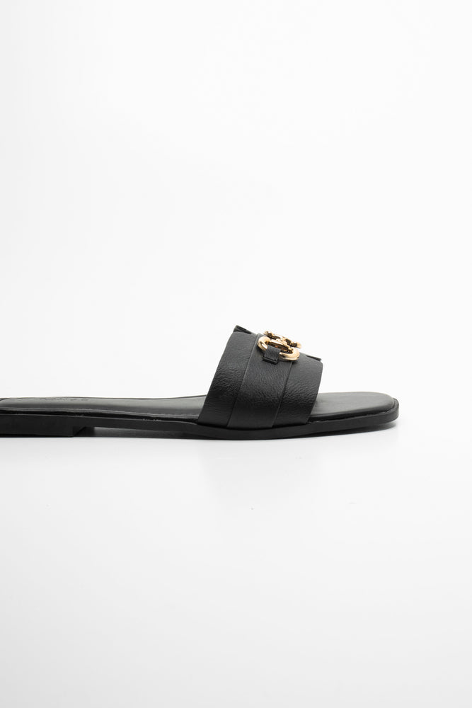 Buckle Trim Sandal Black