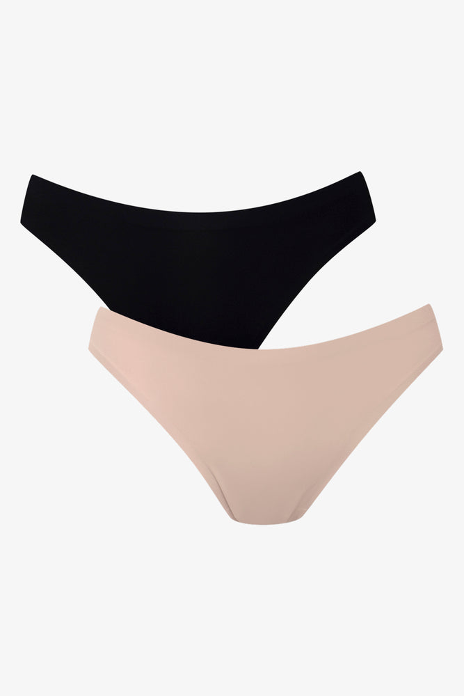 2 Pack Bonded Thong Black And Natural