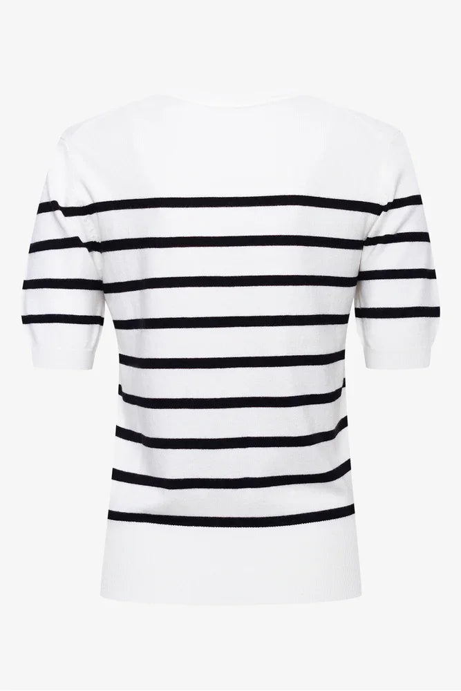 Stripe Crew Neck Jersey Black And Cream
