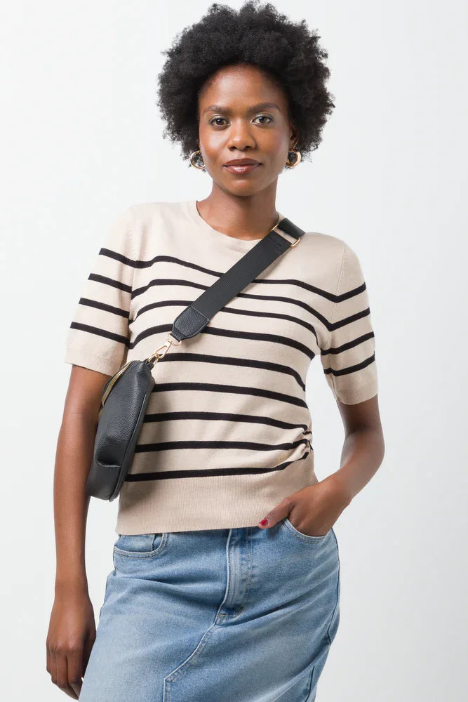 Stripe Crew Neck Jersey Natural And Black