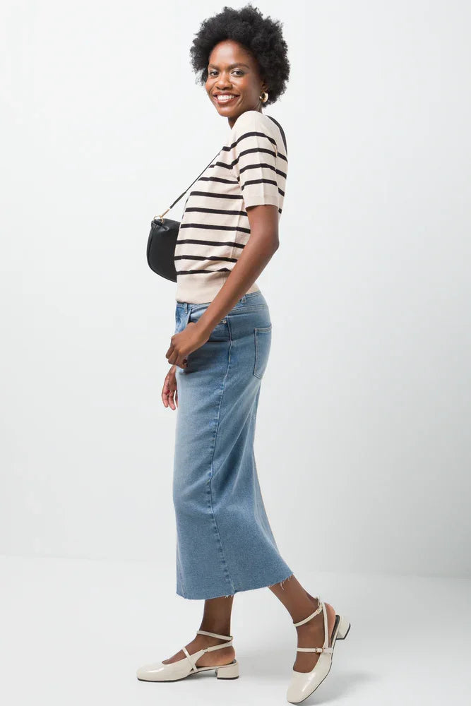 Stripe Crew Neck Jersey Natural And Black