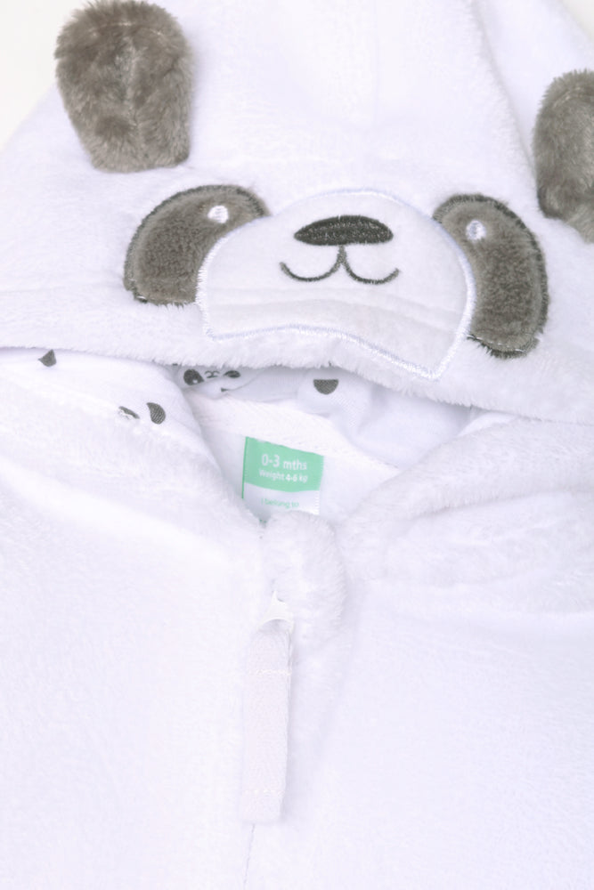 Fleece Panda Babygrow White