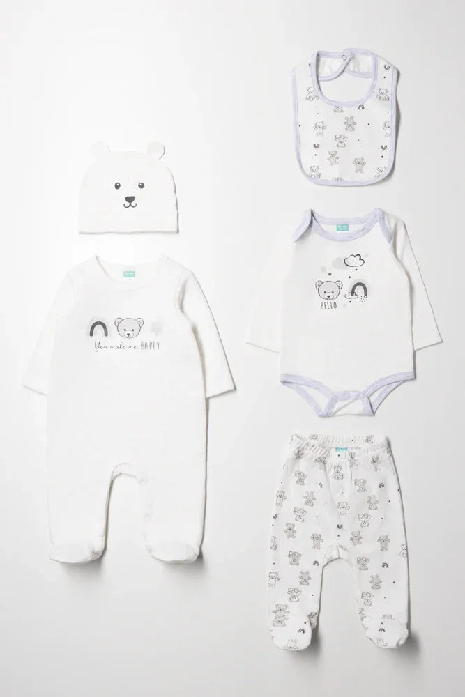 5 Piece Bear Set White