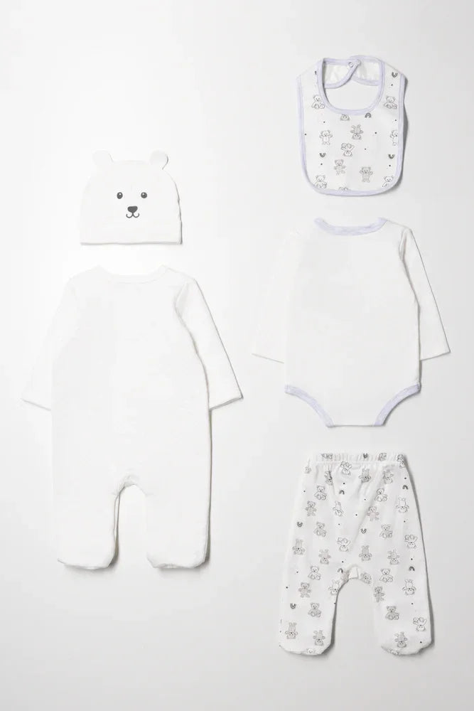 5 Piece Bear Set White (6)