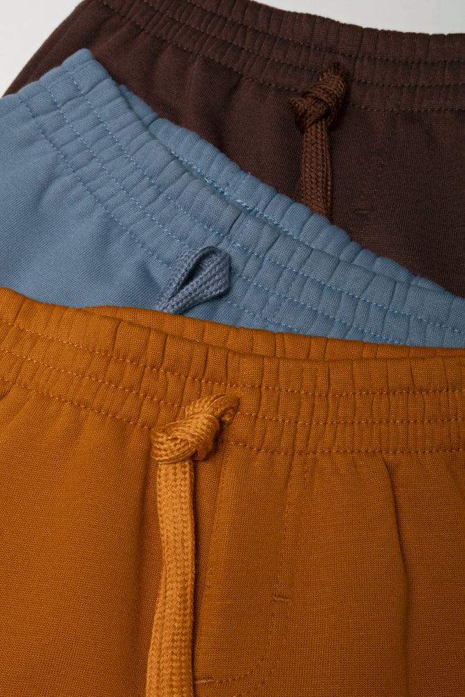 3 Pack Track Pants Blue, Brown And Burnt Orange