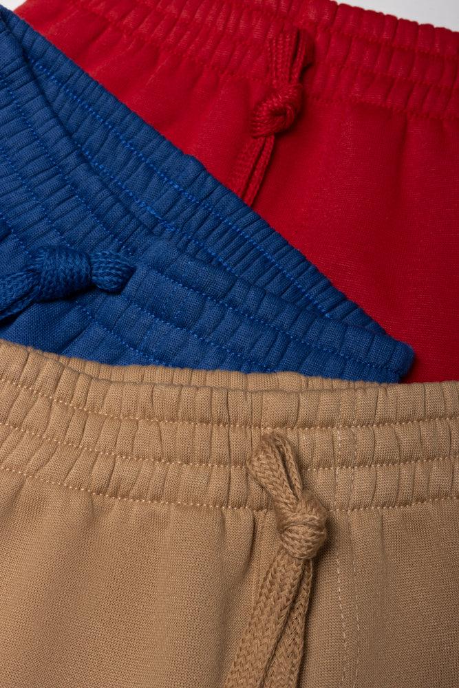 3 Pack Track Pants Red, Natural And Blue