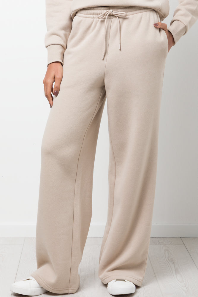 Wide Leg Fleece Pants Natural