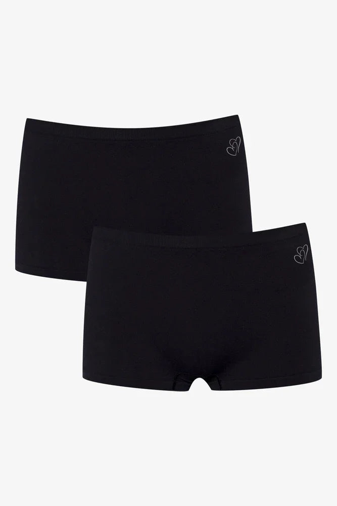 2 Pack Seamfree Boyleg Panties Black