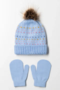 Beanie And Mittens Set Blue