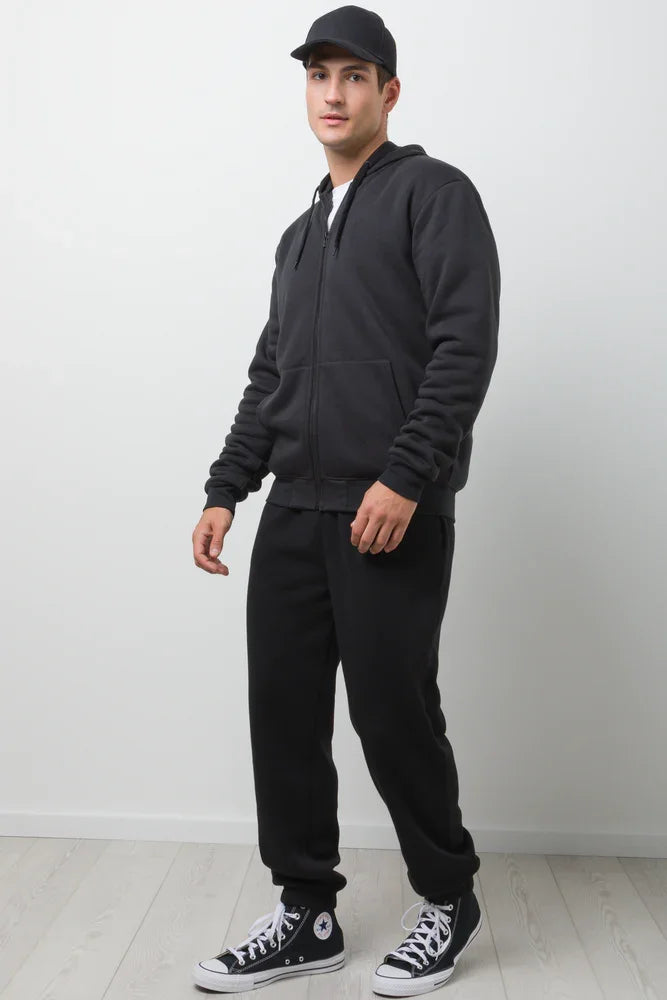 Sherpa Lined Zip Through Hooded Tracktop Black