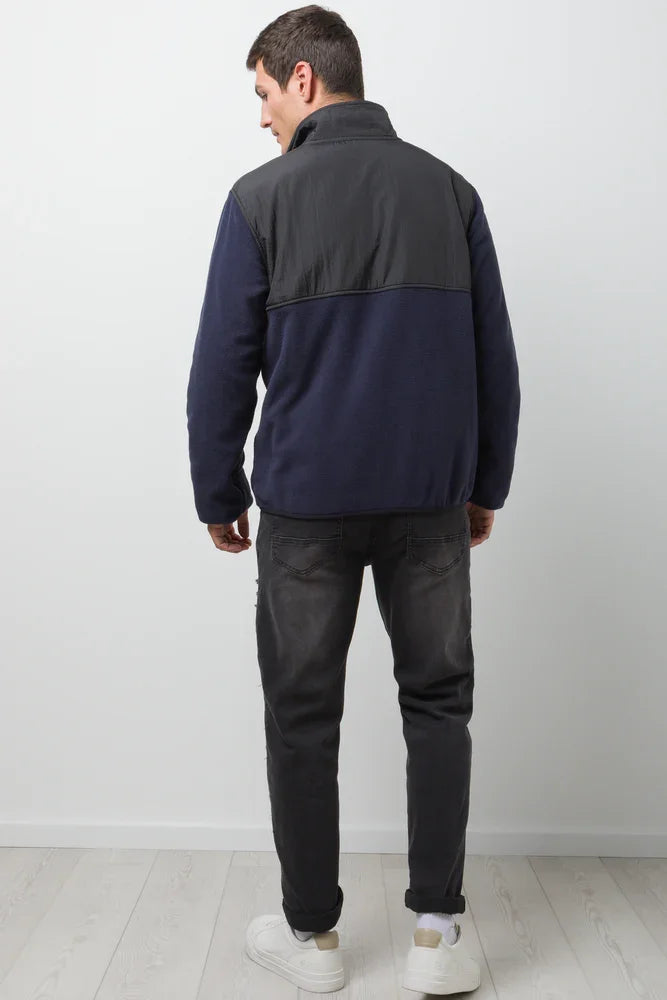 Quarter Button Top Navy (2)