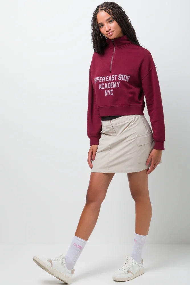 Quater Zip Top Burgundy