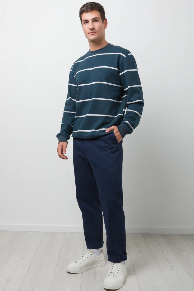 Stripe Crew Neck Tracktop Navy