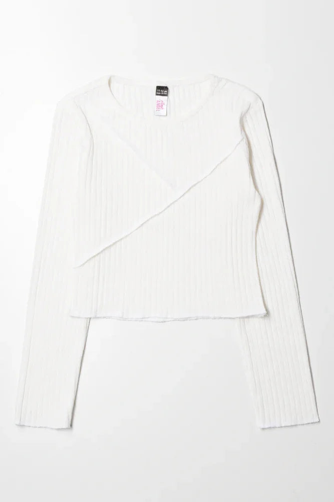 Crew Neck Rib Top Cream