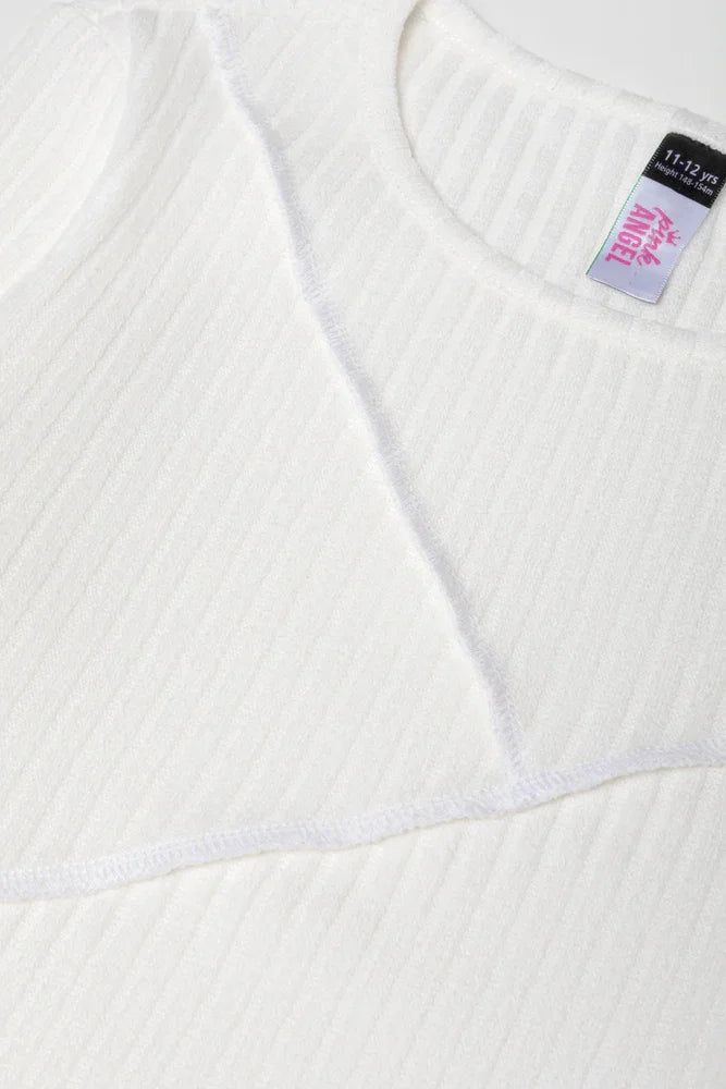Crew Neck Rib Top Cream