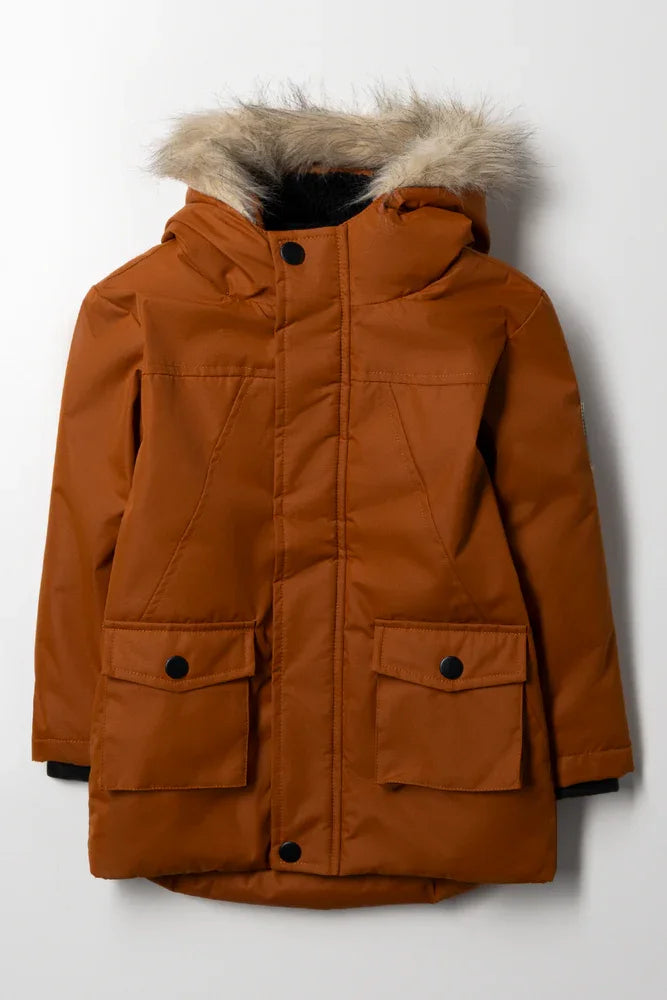 Hooded Parka Jacket Tan