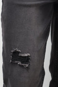 Straight Leg Ripped Denim Jeans Black (4)