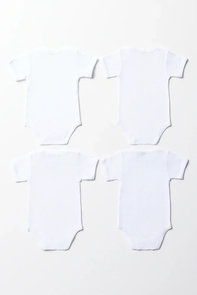 4 Pack Short Sleeve Bodyvests White (2)