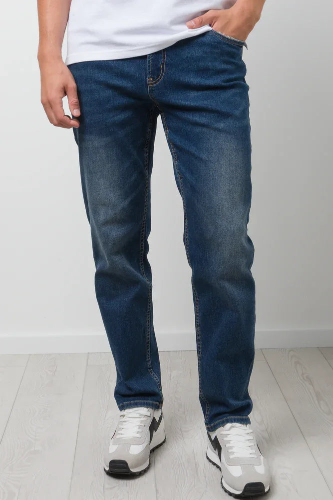 Straight Leg Denim Jeans Dark Blue (1)