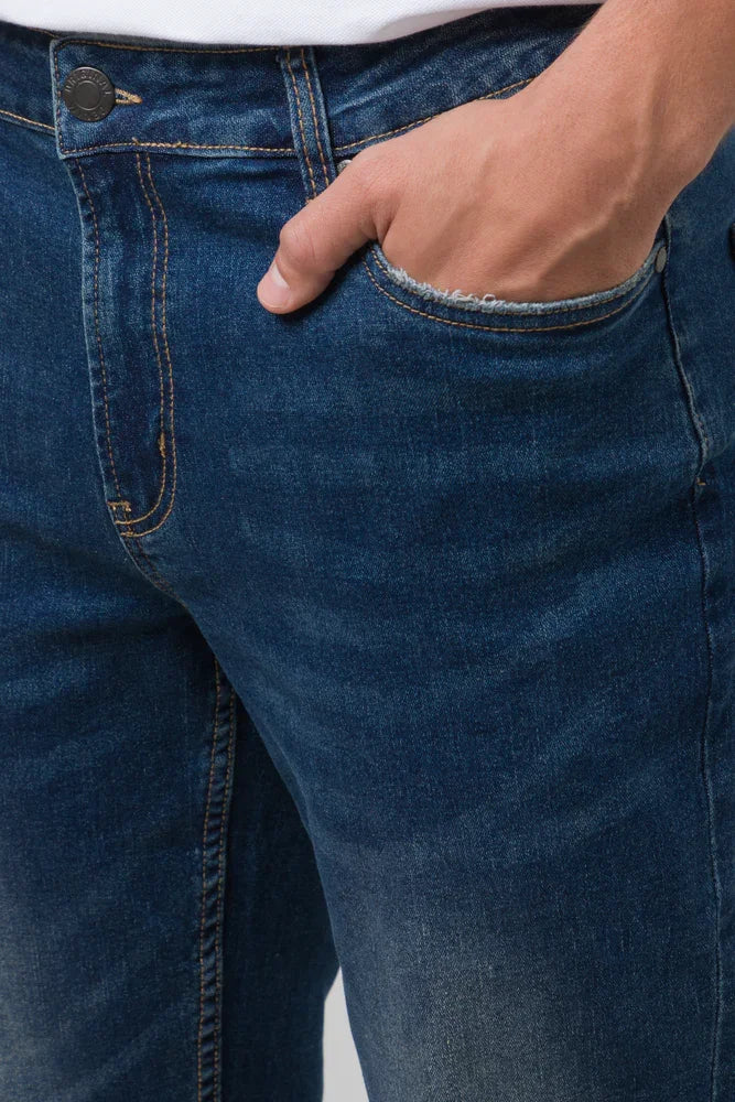 Straight Leg Denim Jeans Dark Blue (4)