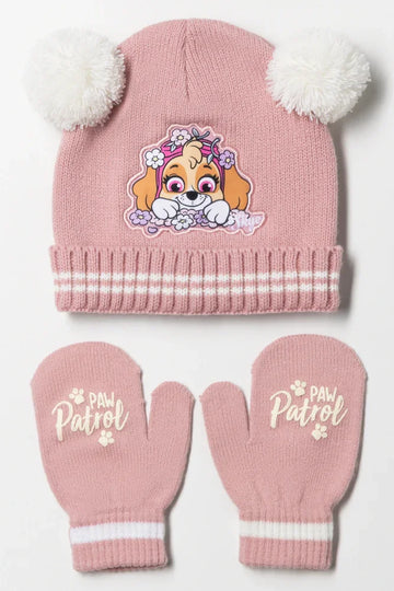 Paw Patrol Beanie And Mittens Set Pink