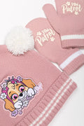 Paw Patrol Beanie And Mittens Set Pink (1)
