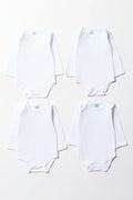 4 Pack Long Sleeve Bodyvests White
