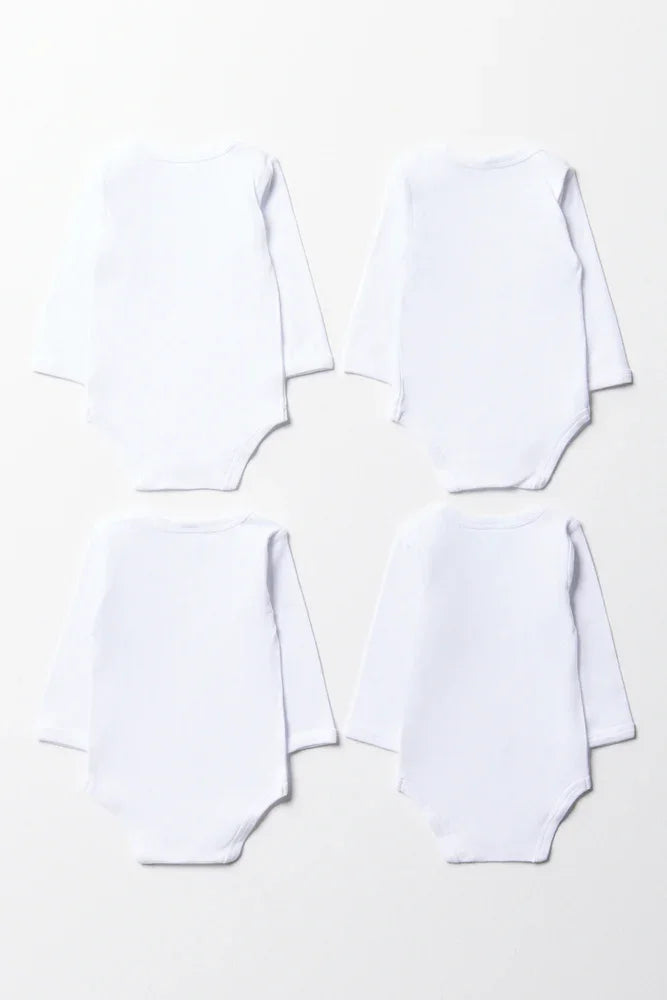 4 Pack Long Sleeve Bodyvests White (2)