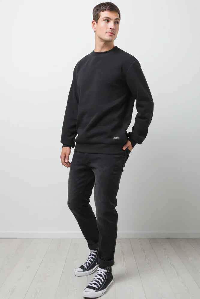 Crew Neck Tracktop Black