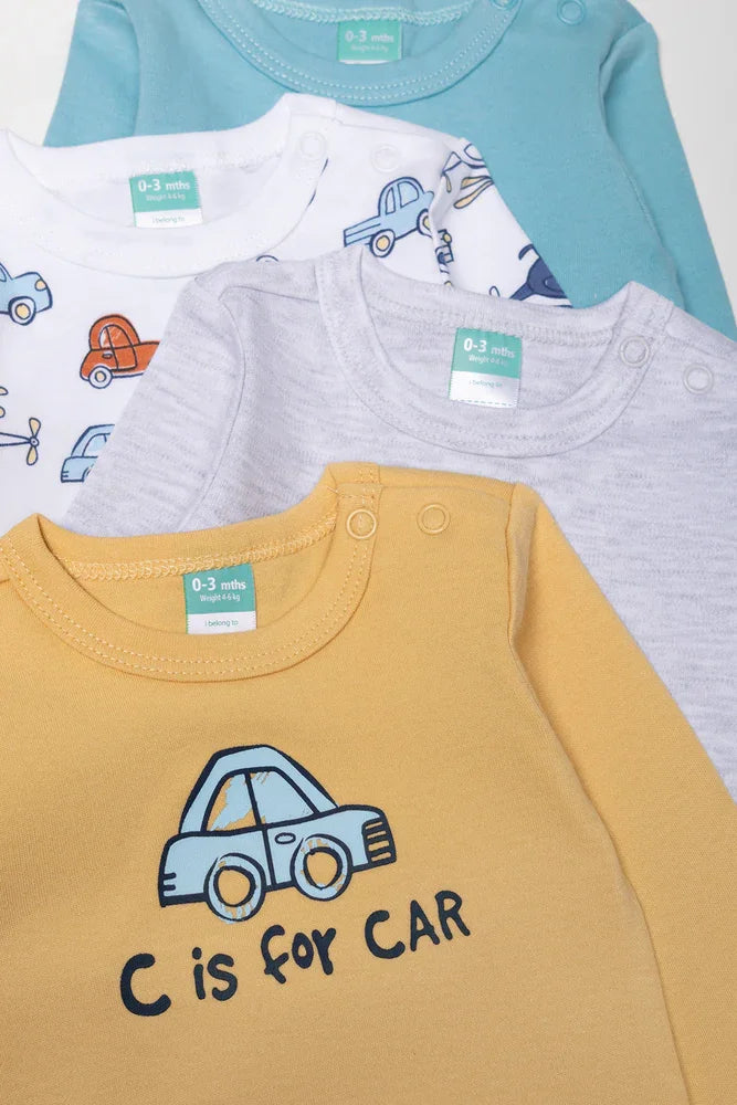 4 Pack Long Sleeve Bodyvests Blue (1)