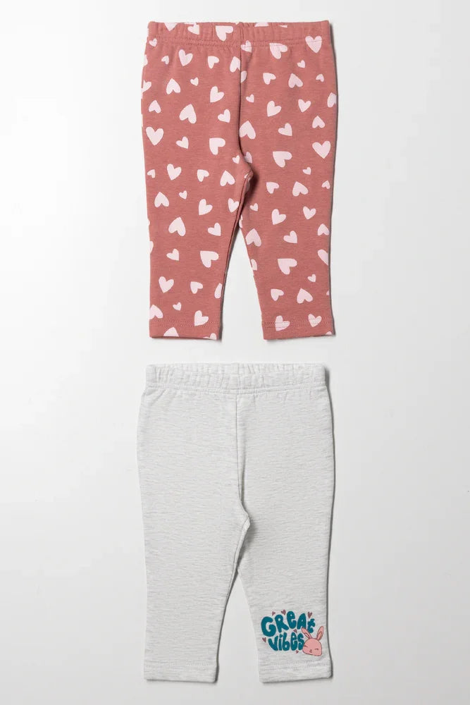 2 Pack Leggings Grey And Pink