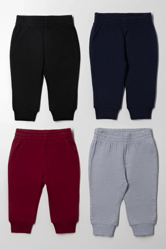4 Pack Trackpants Black, Navy, Grey And Red