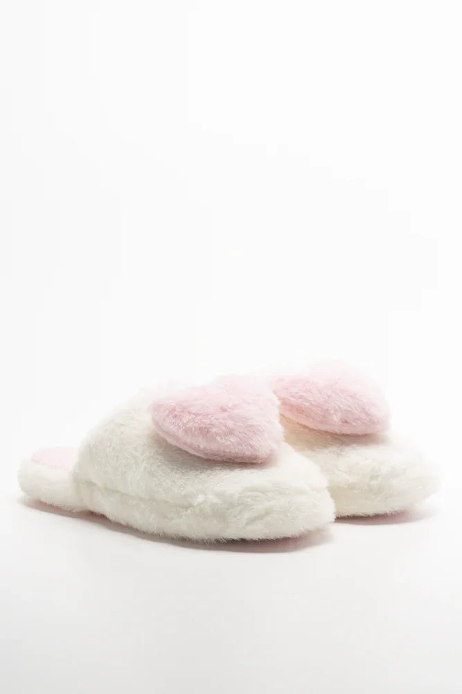 Heart Slippers Cream And Pink