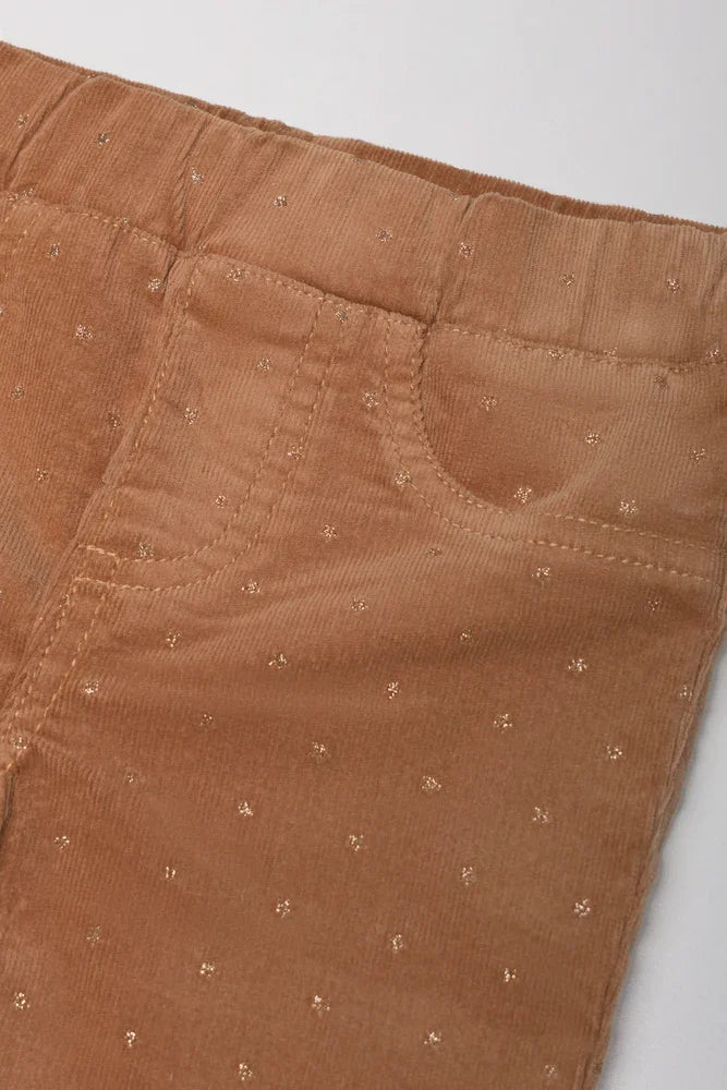 Glitter Corduroy Jeggings Natural