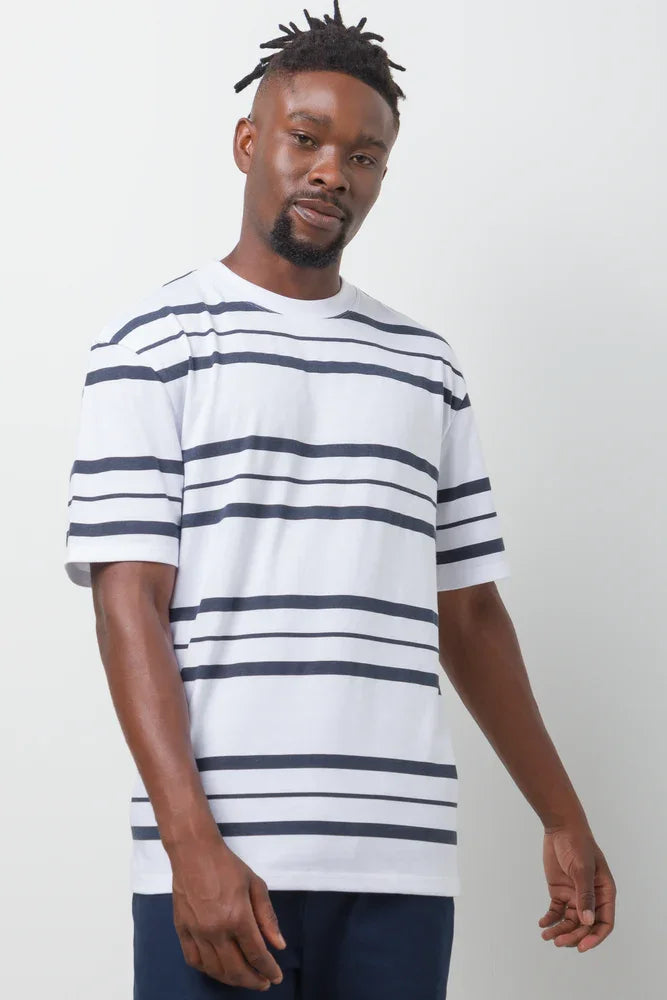 Stripe Short Sleeve T-Shirt Navy And White