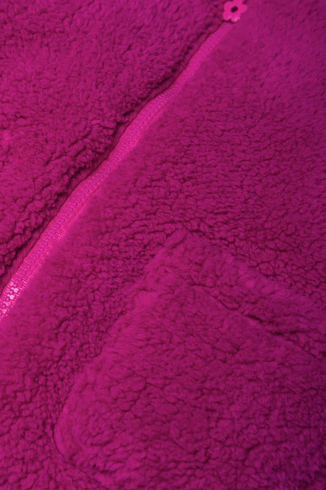 Zip Through Sherpa Jacket Purple