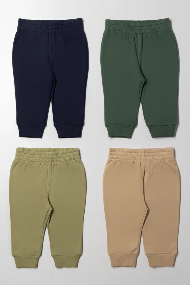 4 Pack Trackpants Navy, Natural And Green