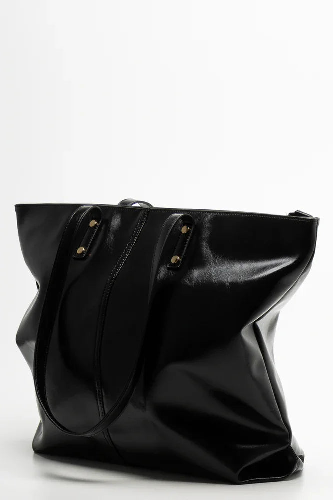 Large Patent Tote Bag Black
