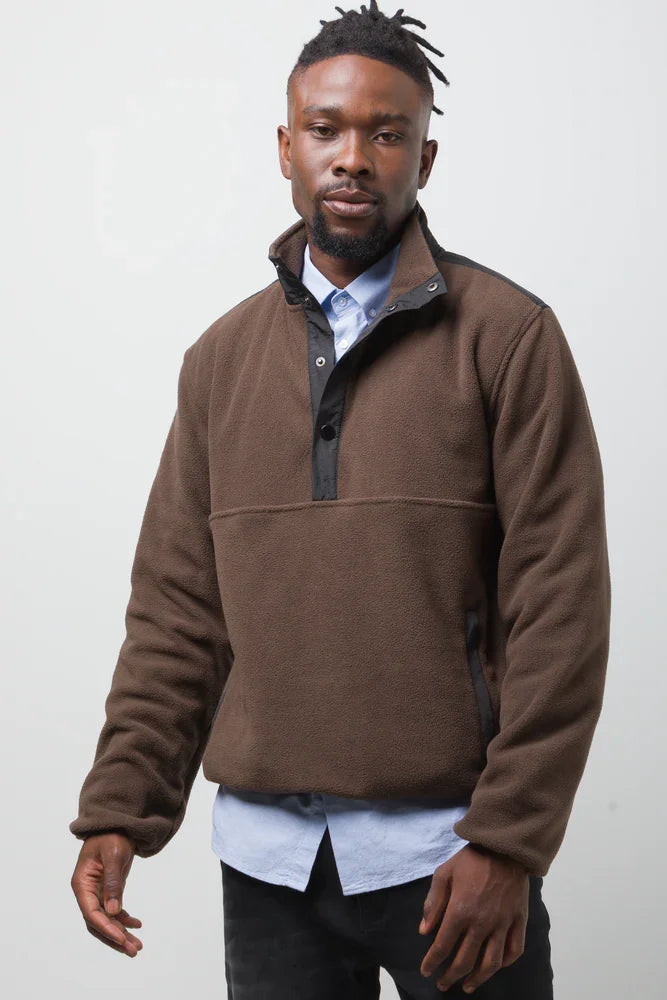 Quarter Button Top Brown