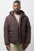 Hooded Puffer Jacket Brown
