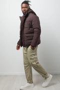 Hooded Puffer Jacket Brown (1)