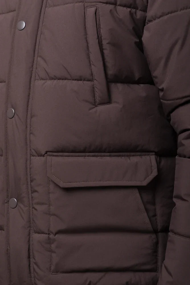 Hooded Puffer Jacket Brown (3)