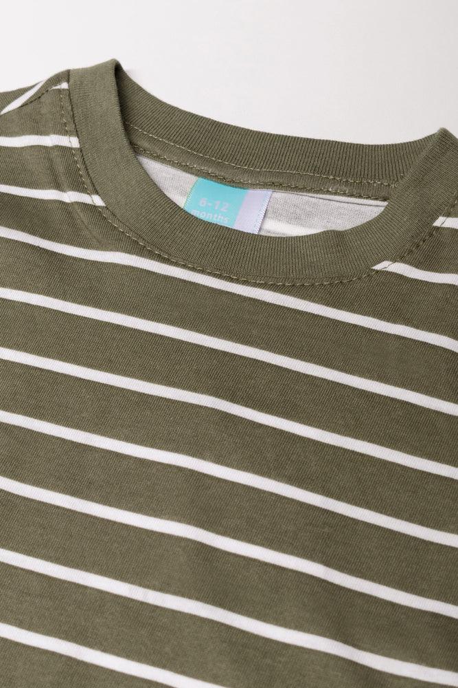 Stripe Long Sleeve T-Shirt Natural And Green