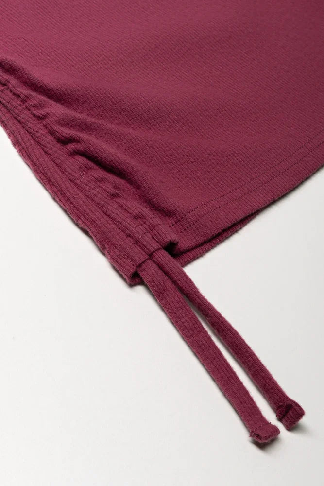 Crew Neck Top Dark Red