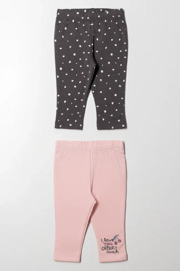 2 Pack Leggings Pink And Grey