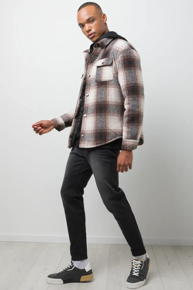 Hooded Shacket Brown