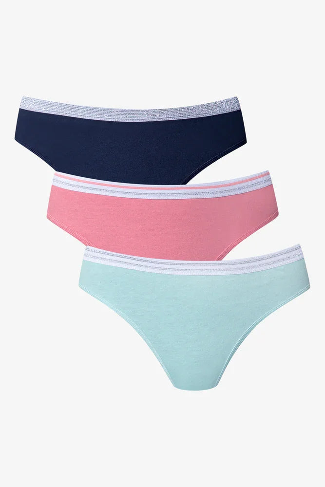 3 Pack Bikini Navy, Pink And Blue